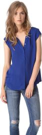 Joie Womens Womenx27s Dimante Matte Silk Blouse Peruvian Blue X-Small at Womens Clothing store Button Down Shirts at Amazon